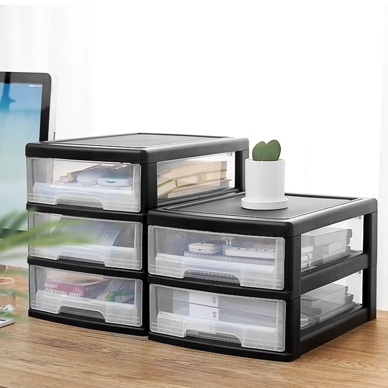 Modern Plastic Black Filing Cabinet with Drawers for Home and Office