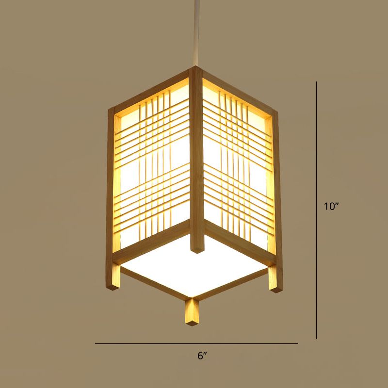 Handwoven Ceiling Light Modern Bamboo Single Restaurant Hanging Pendant Light in Wood