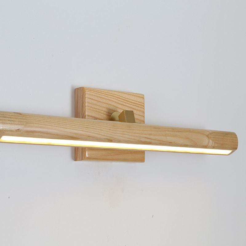 Simplicidad Mirror LED de madera Luz moderno Distondea de pared de tiras largas en beige