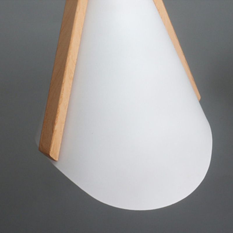 1-Light Nordic Style Hanging Light Wood Grain Metal Design Simplicity Suspension Lamp in White