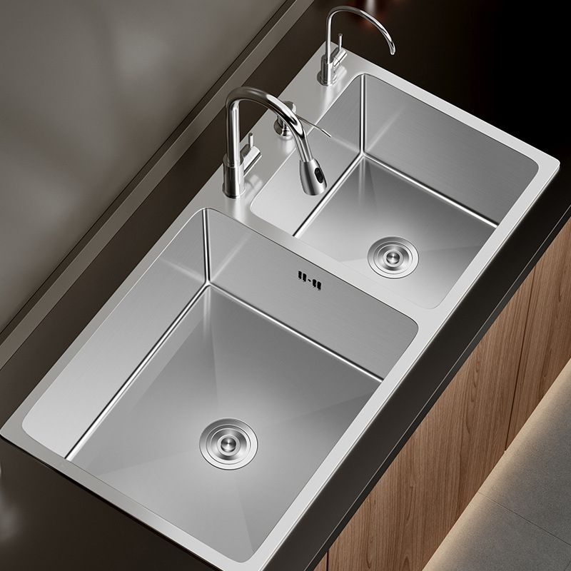 Contemporary Style Kitchen Sink Stainless Steel Double Kitchen Sink