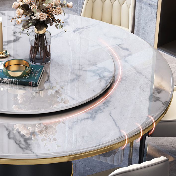 Glam Marble Round Shape Table Kitchen Dining Table with Pedestal Base