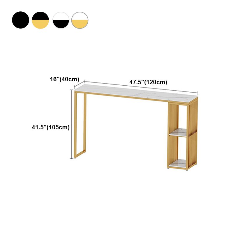 Stone Bar Dining Table Modern Rectangle Bar Table with Double Pedestal for Balcony