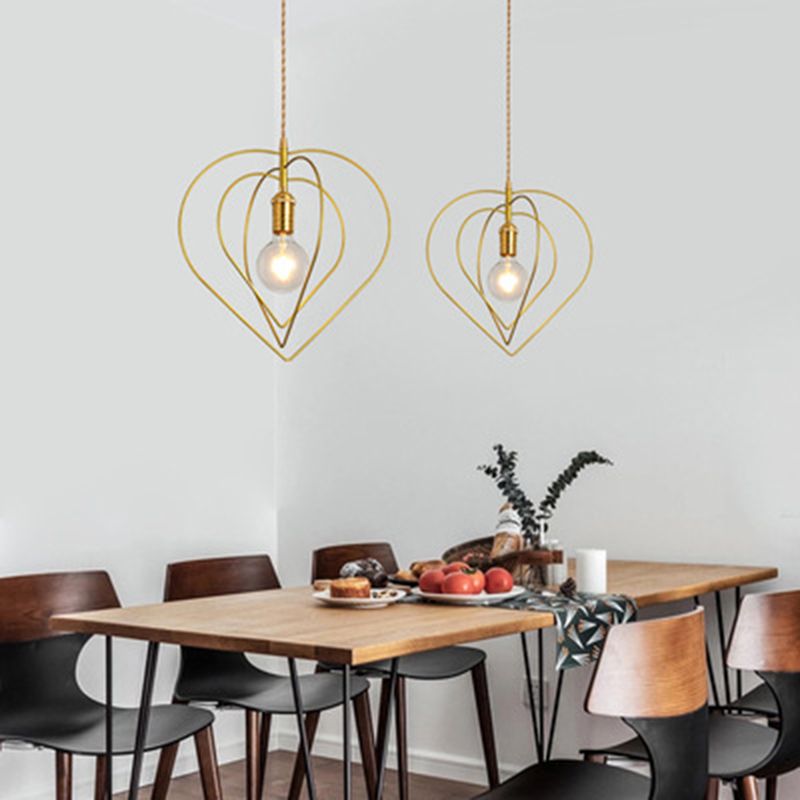 Light Nordic Caging Pendant Lightture 1-Light Metal Plafond Lampe Suspension en or