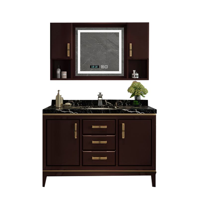 Traditional Wood Sink Vanity Wall Mounted Vanity Cabinet with Mirror Cabinet