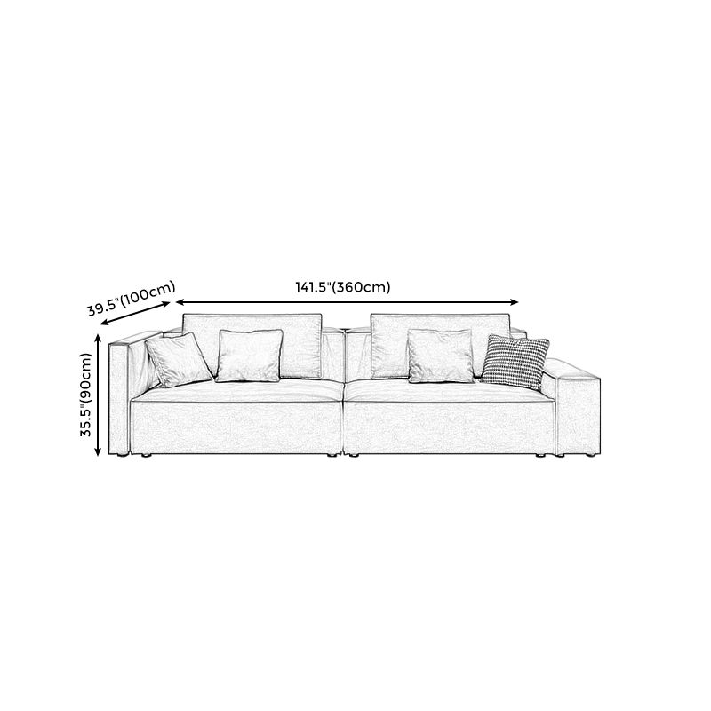 Modern Sofa with Bolster Pillows 35.43"High Square Arm Sofa, Black