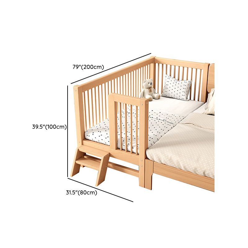 Solid Wood Nursery Bed 39.4" High Natural Convertible Baby Crib