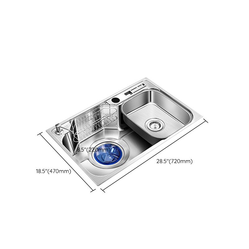 Contemporary Style Kitchen Sink Pure Color Stainless Steel 2 Holes Drop-In Kitchen Sink