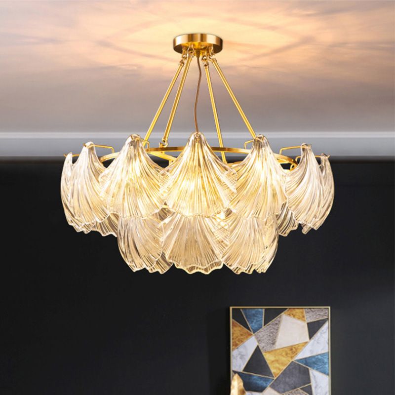 Shell Shape Chandelier Light Fixture Modern Simplicity Crystal Pendant Lighting for Restaurant