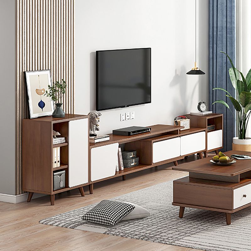 Engineered Wood TV Stand Console with Cabinet 2-Drawer TV Media Stand