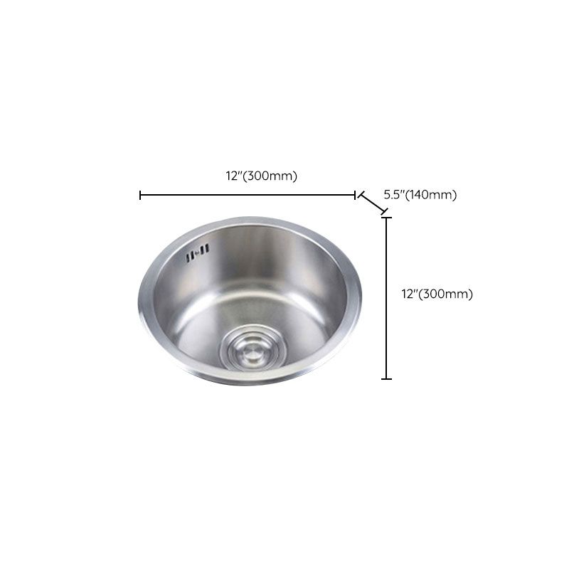 Round Stainless Steel Kitchen Sink with Drain Assembly Drop-In Sink