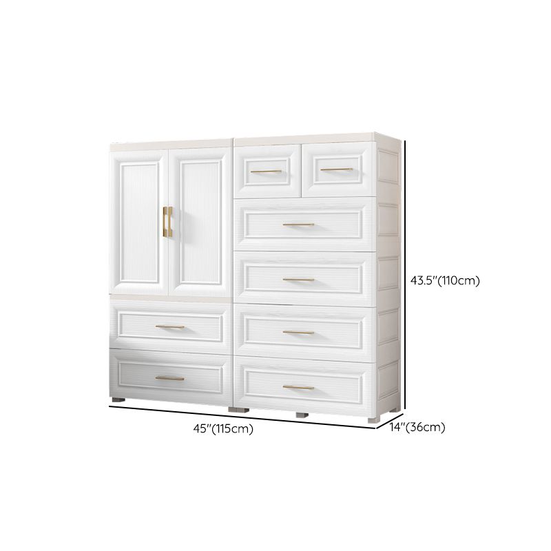 Modern Style Kid's Wardrobe White Plastic Wardrobe Closet for Bedroom