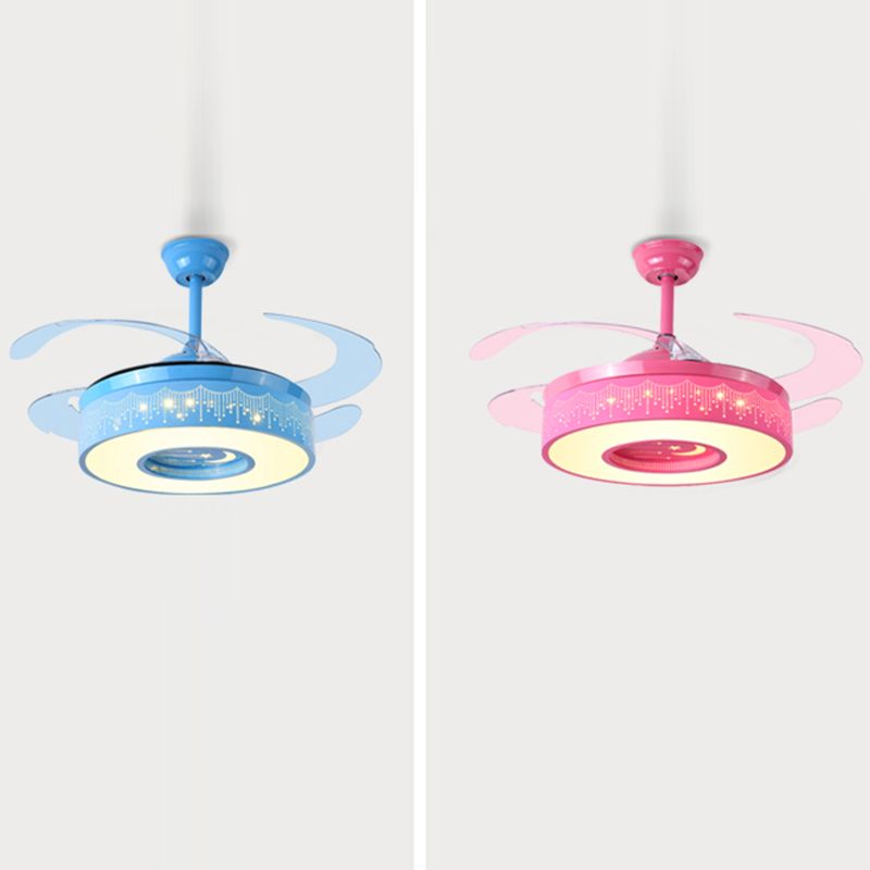 Children Style Ceiling Fan Light LED Fan Lamp with Acrylic for Living Room