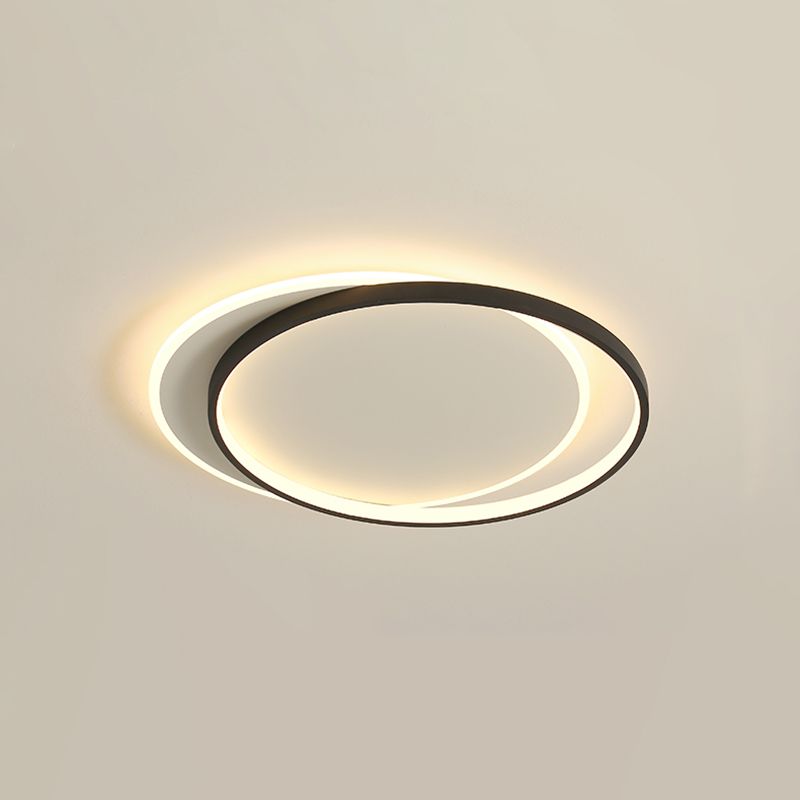 Black and White LED Ceiling Light in Modern Simplicity Iron Circular Flush Mount with Acrylic Shade