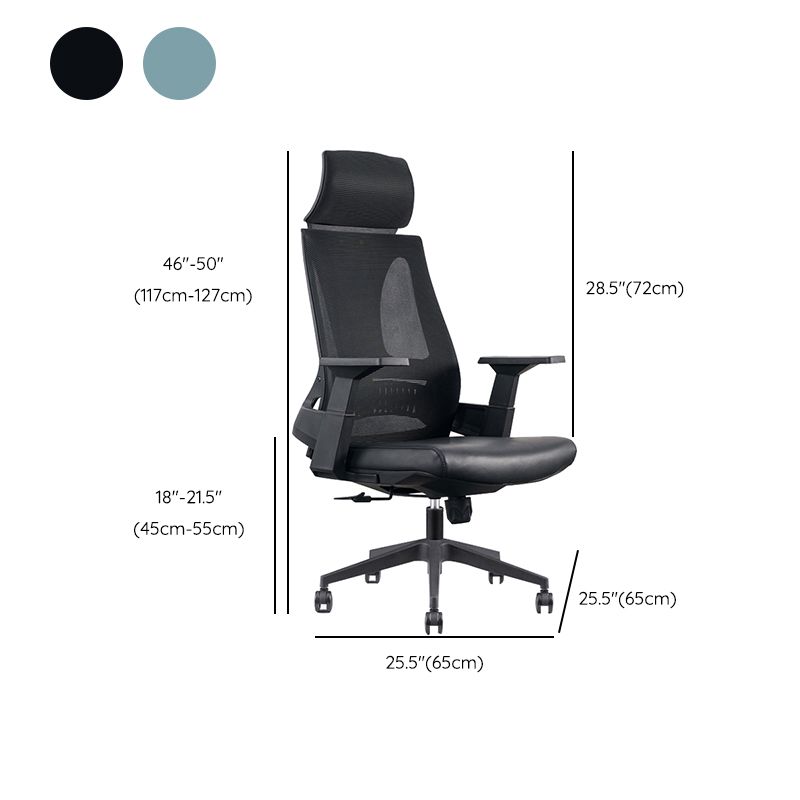 Modern Desk Chair Mesh Conference Chair in Black/Blue High-Back Chair with Wheels