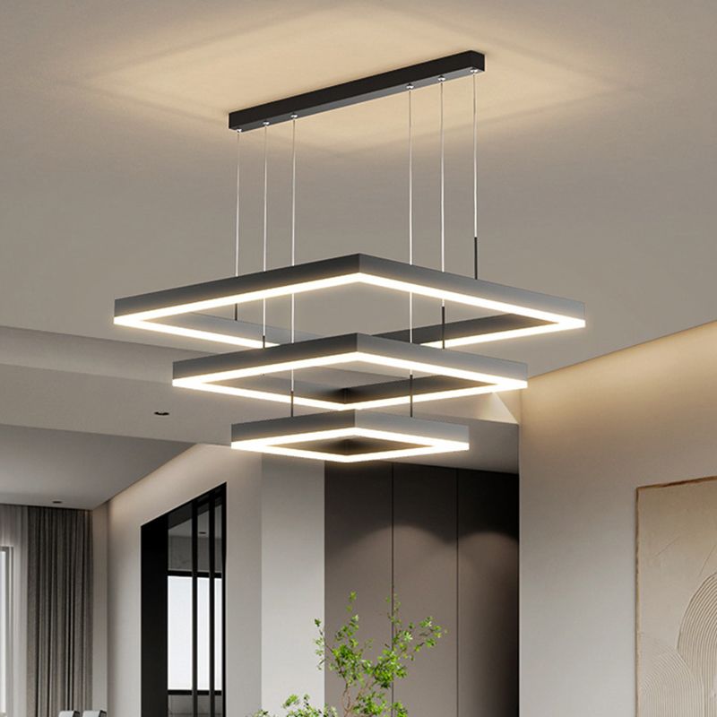 Multi-Layer Chandelier LED Hanging Pendant Light Fixture with Acrylic Shade for Bedroom