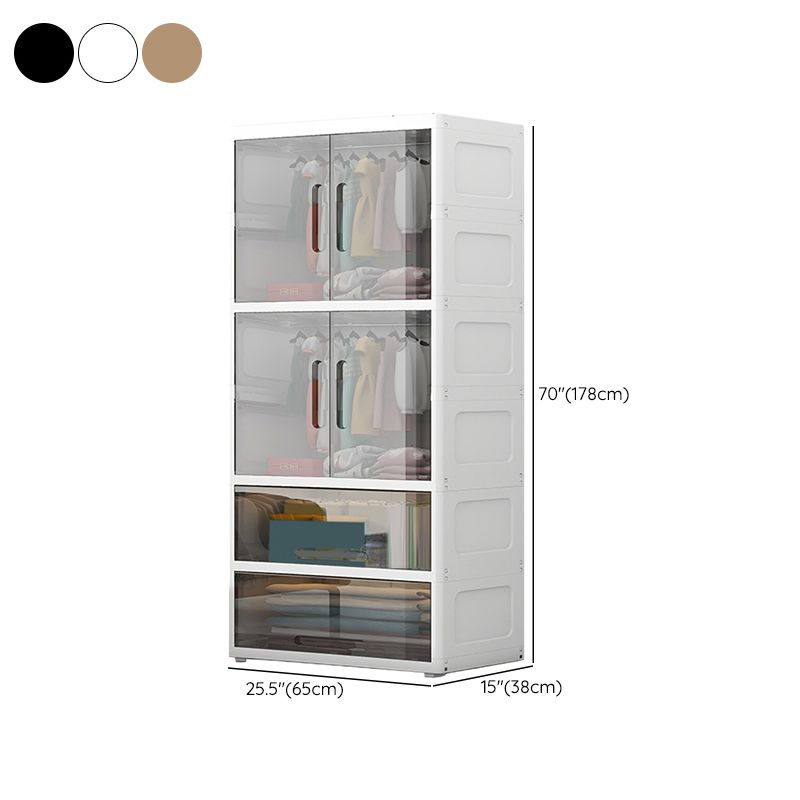 Contemporary Style Kids Closet Plastic Door Included Kid's Wardrobe for Home