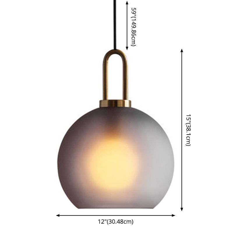 Apparecchio di illuminazione a sospensione in vetro Retro 1 sala da pranzo in lampadina giù con impugnatura in ottone