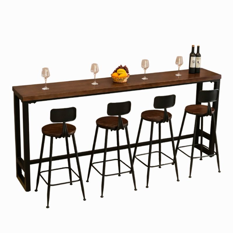 Industrial Brown and Black Bistro Bar Desk Solid Wood Trestle Bistro Bar Table