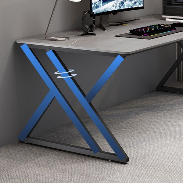 Industrial 29.53" Tall Computer Desk Stone Rectangular Gaming Desk