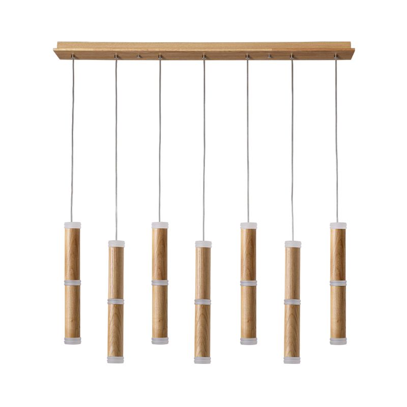 Luz de colgante LED de micro tubo Madera contemplaria 7/9 comedor de comedor lámpara de techo en luz cálida/blanca