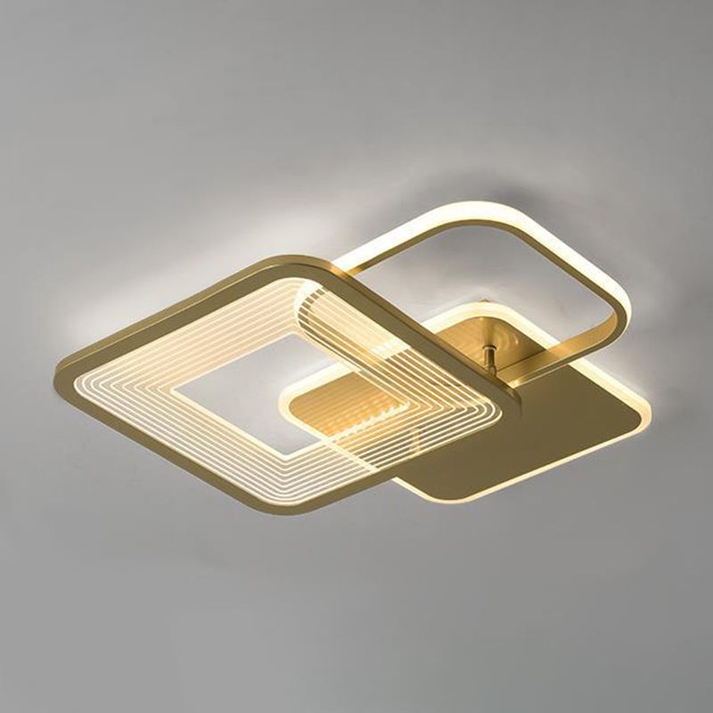 Polished Gold 3 - Light Flush Mount Light Metal Contemporary LED Ceiling Flush