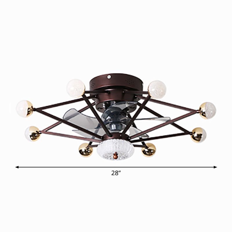 5-blade ster woonkamer ventilator lamp metaal Noordse LED semi-spoelplafondlicht met afgelegen, 28,5 "breed