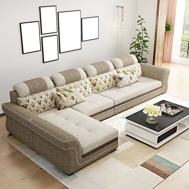 Zeitgenössisches Kissen Back-Sofa und Chaise Wohnzimmer L-Form Sektional