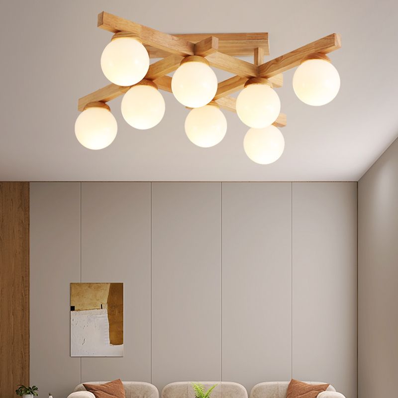 Modern Simple Ceiling Lamp Geometry Shape Glass Shade Ceiling Light for Bedroom