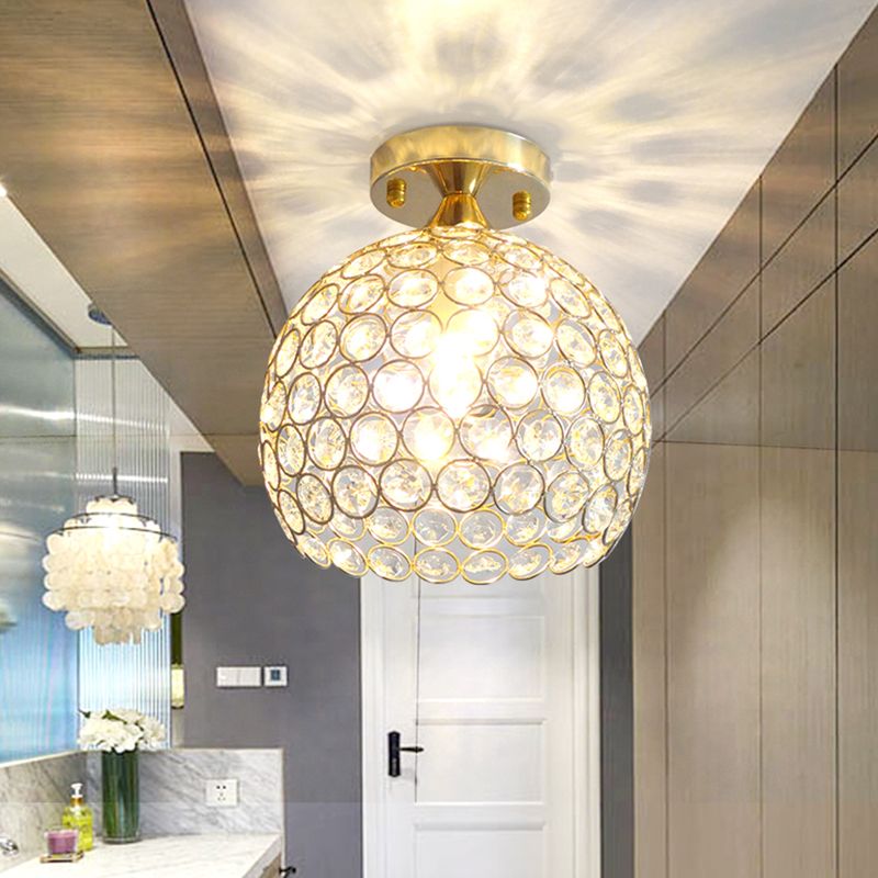 Simplicity Spherical Ceiling Mounted Lamp Crystal 1-Light Hallway Flush Light