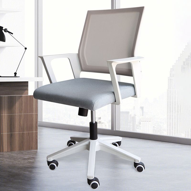 Modern & Contemporary Wheels Chair Fabric Desk Chair Mid-Back Office Chair