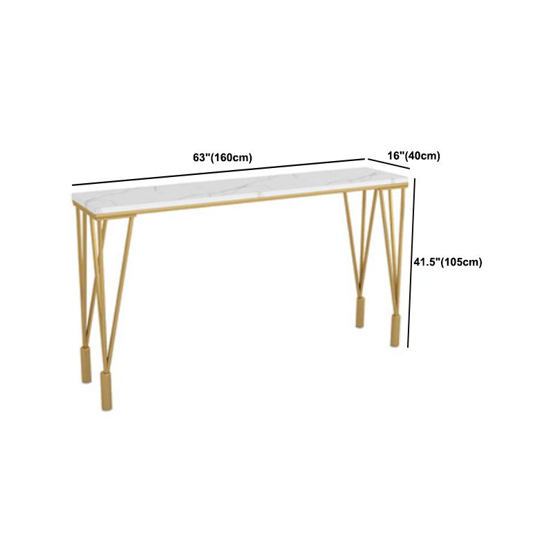 White and Gold Marble Counter-height Pub Table Rectangle Shop Bar Dining Table