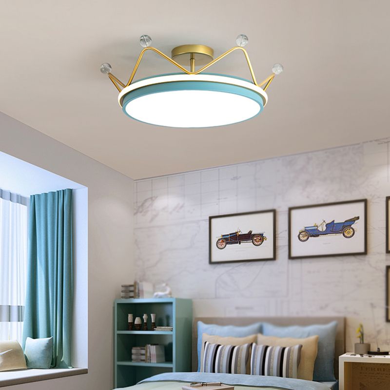 Modern Style Crown Shape Ceiling Fixtures Metal 2 Light Flush Ceiling Light Fixtures