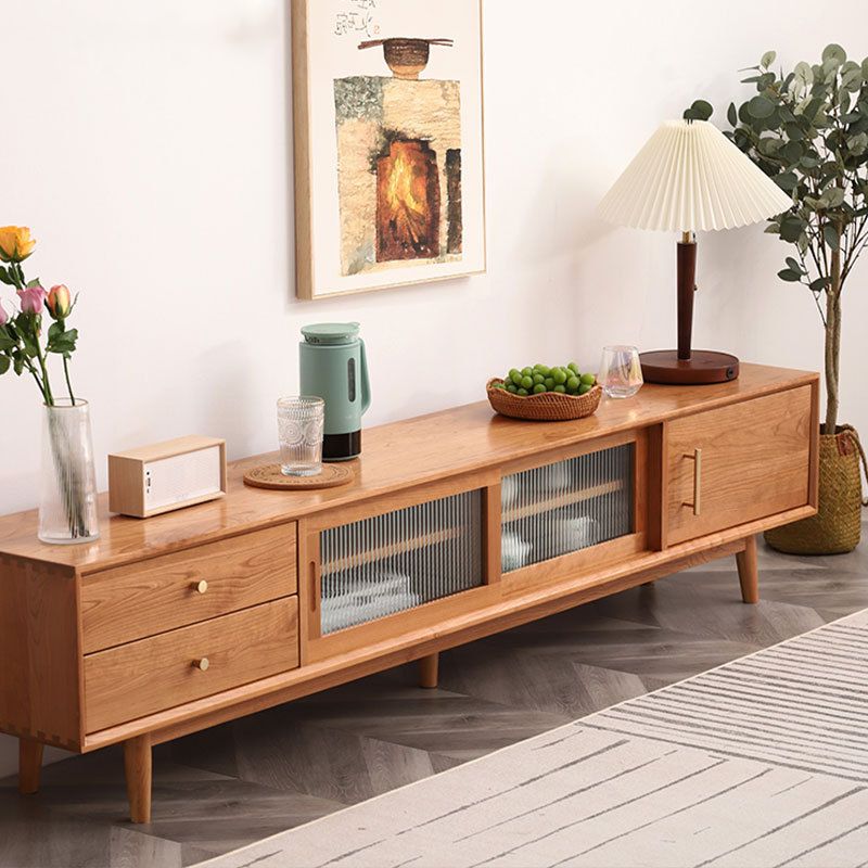 Scandinavian TV Stand Console Wooden TV Media Stand with Drawers