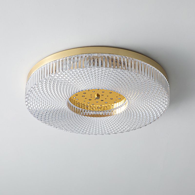 Single Golden Flush Mount Lighting Circle Acrylic LED Ceiling Light