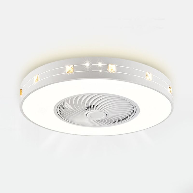 Round Bedroom Ceiling Fan Light Metal LED Simple Close to Ceiling Lighting