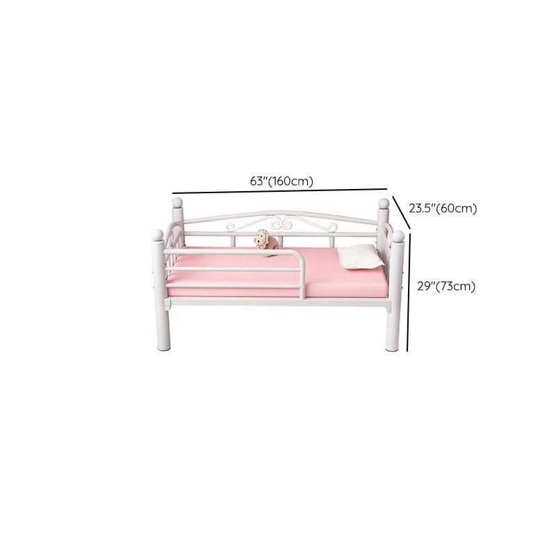 Metal Nursery Crib White Industrial Nursery Bed with Guardrail