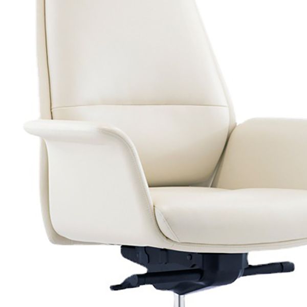 Contemporary White Leather Managers Chair Armless Upholstered Office Chair