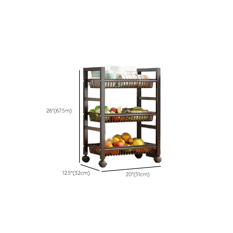 Home Dining Prep Table Open Storage Kitchen Trolley with Basket