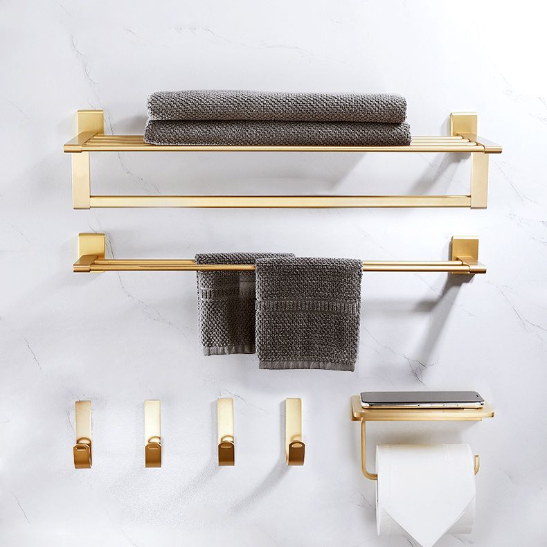 Golden Modern 5-Piece Bathroom Accessory Set Brushed Brass Towel Bar/Paper Holder