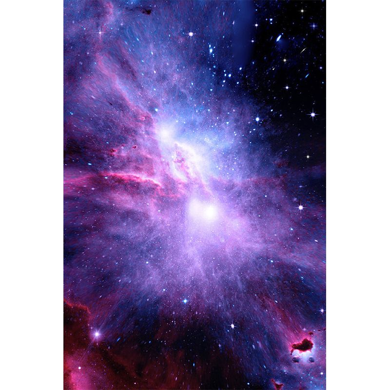 Purple Nebula Wall Murals Space Novelty Stain-Proof Wall Covering for Childrens Room