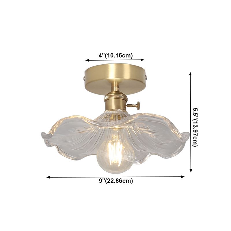 Lotus Shape Ceiling Lamp in Colonial Style Copper Ceiling Light for Corridor