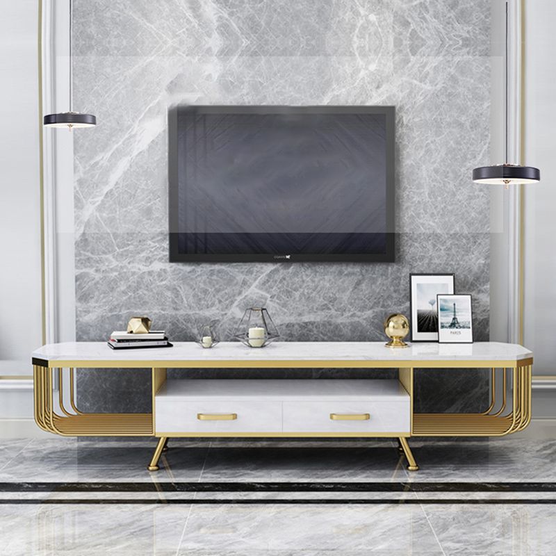 Open Storage Media Console Glam TV Stand Console with Drawer