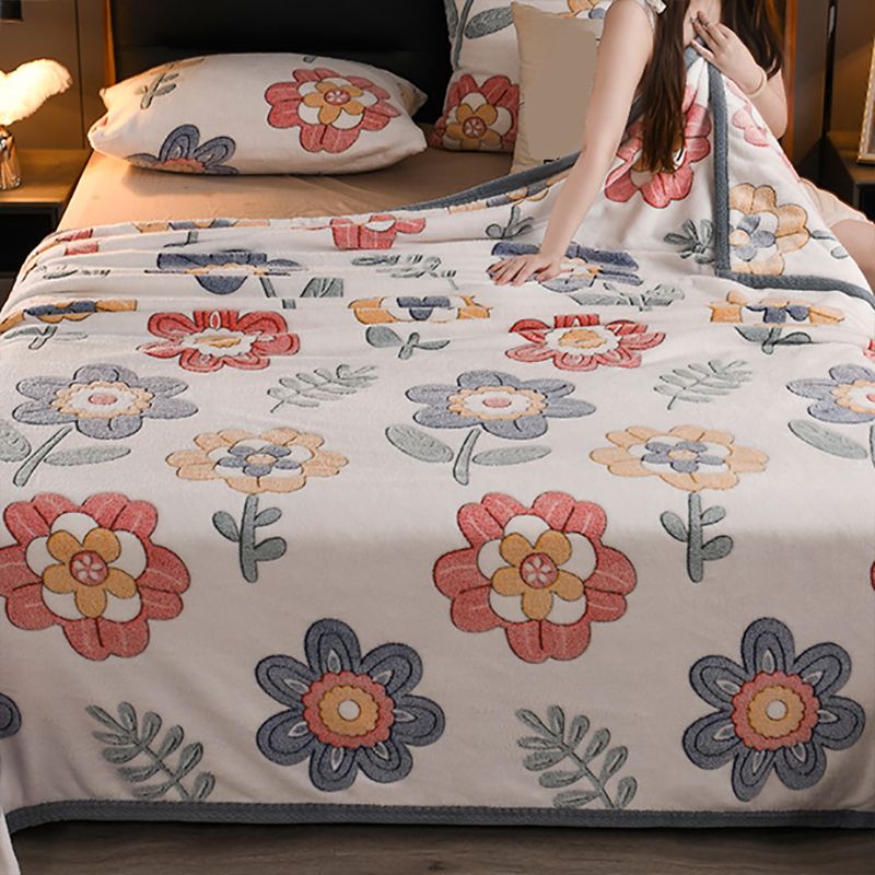 Fitted Sheet Flannel Floral Printed Wrinkle Resistant Breathable Super Soft Bed Sheet Set