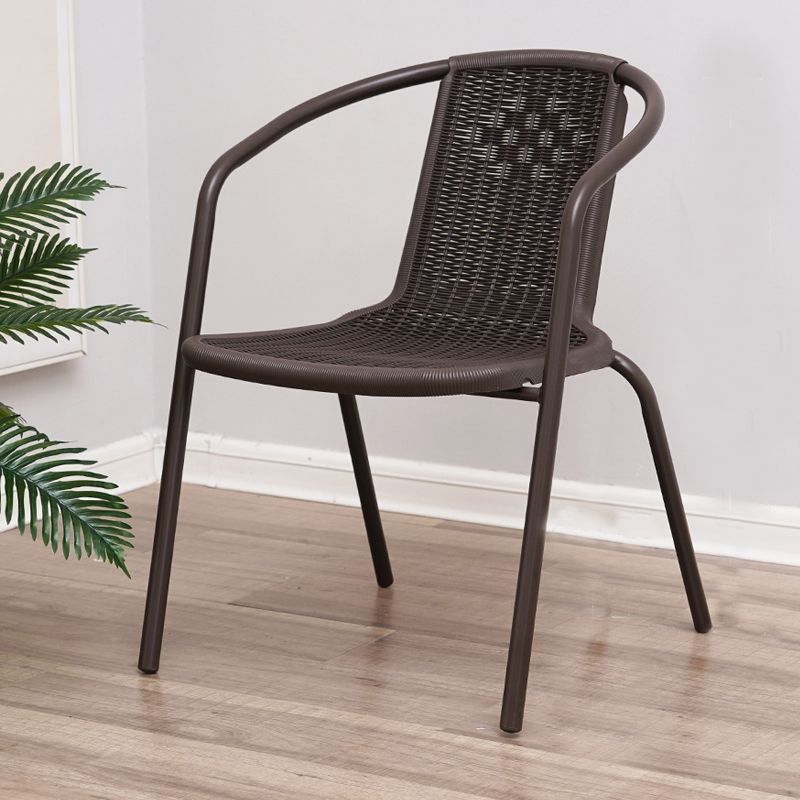 Modern Metal Patio Dining Chair Stacking Outdoors Dining Chairs with Arm