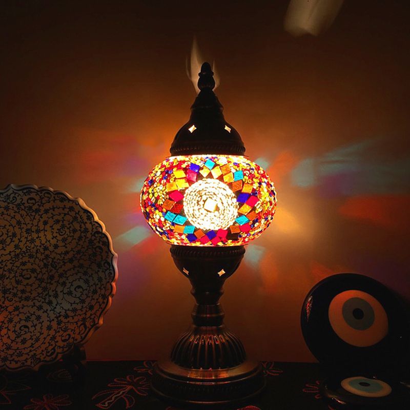 Turkish Mosaic Table Lamp Vintage Style Glass Lamp Shade Desk Lamp Fixture