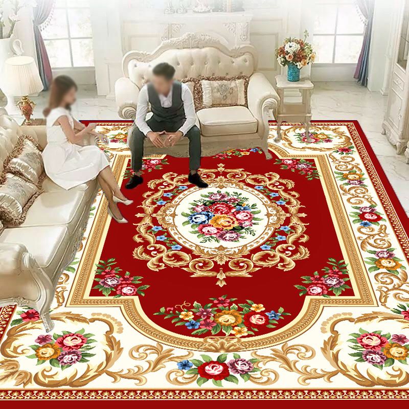 Vintage Medallion Pattern Carpet Polyester Area Rug Stain Resistant Area Rug for Living Room