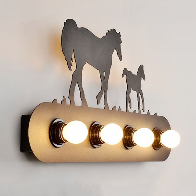 Industrial Style Iron Vanity Light Horses Shape Vanity Lamp for Bedroom