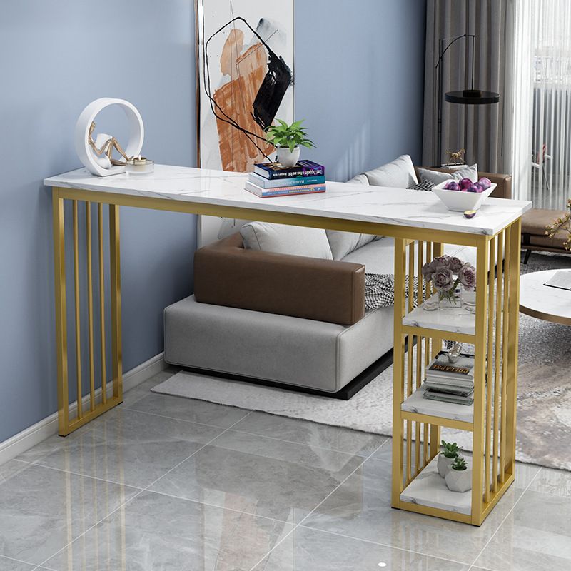 Marble Color Top Bar Table 42-inch Height Glam Style Bistro Table