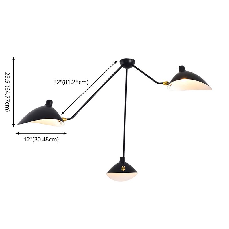 Platypus Ceiling Fixture Postmodern Metal 3-Light Black Pendant Light for Dining Room